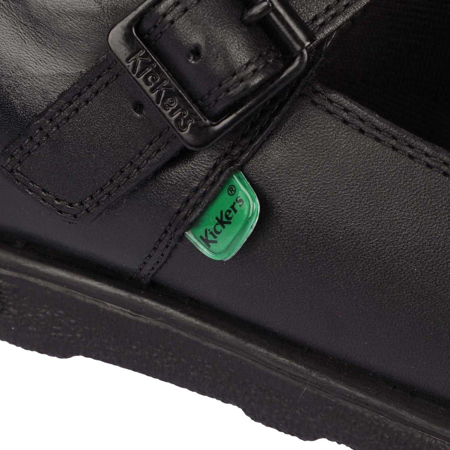 Black - Pack Shot - Kickers Womens-Ladies Fragma Leather T Buckle Work Shoes