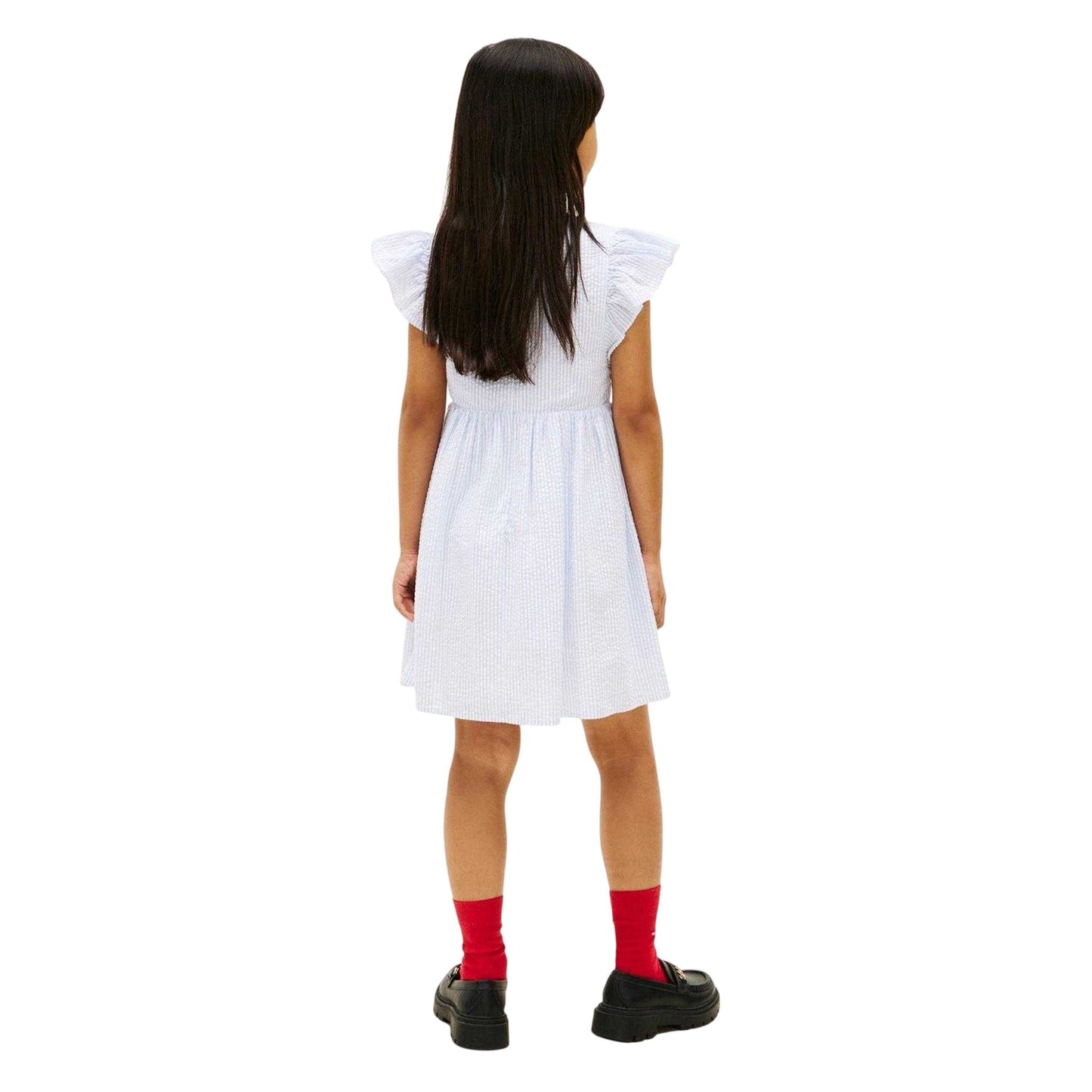 Sweet Blue - Back - Tommy Hilfiger Girls Flutter Smock Dress