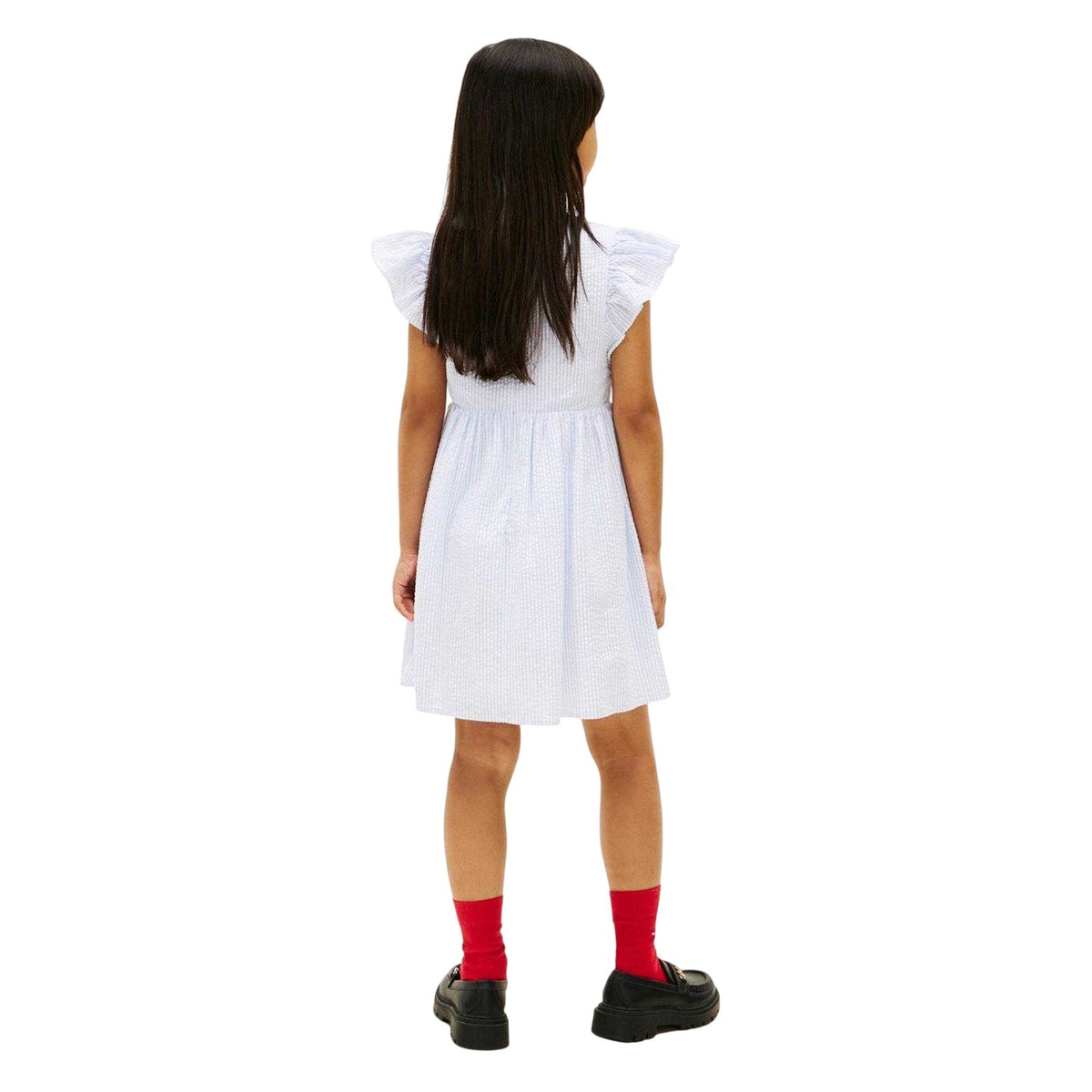 Sweet Blue - Back - Tommy Hilfiger Girls Flutter Smock Dress