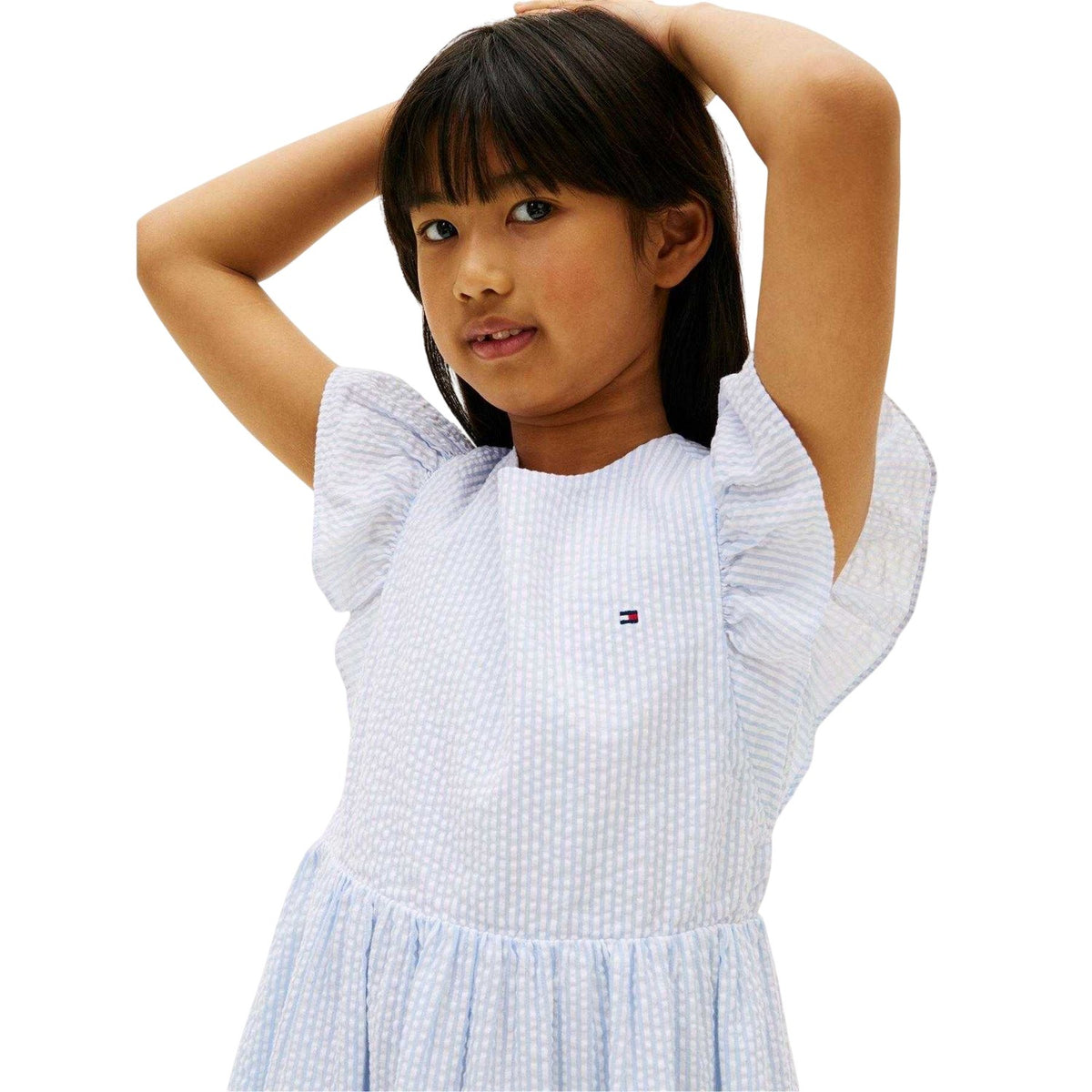 Sweet Blue - Side - Tommy Hilfiger Girls Flutter Smock Dress