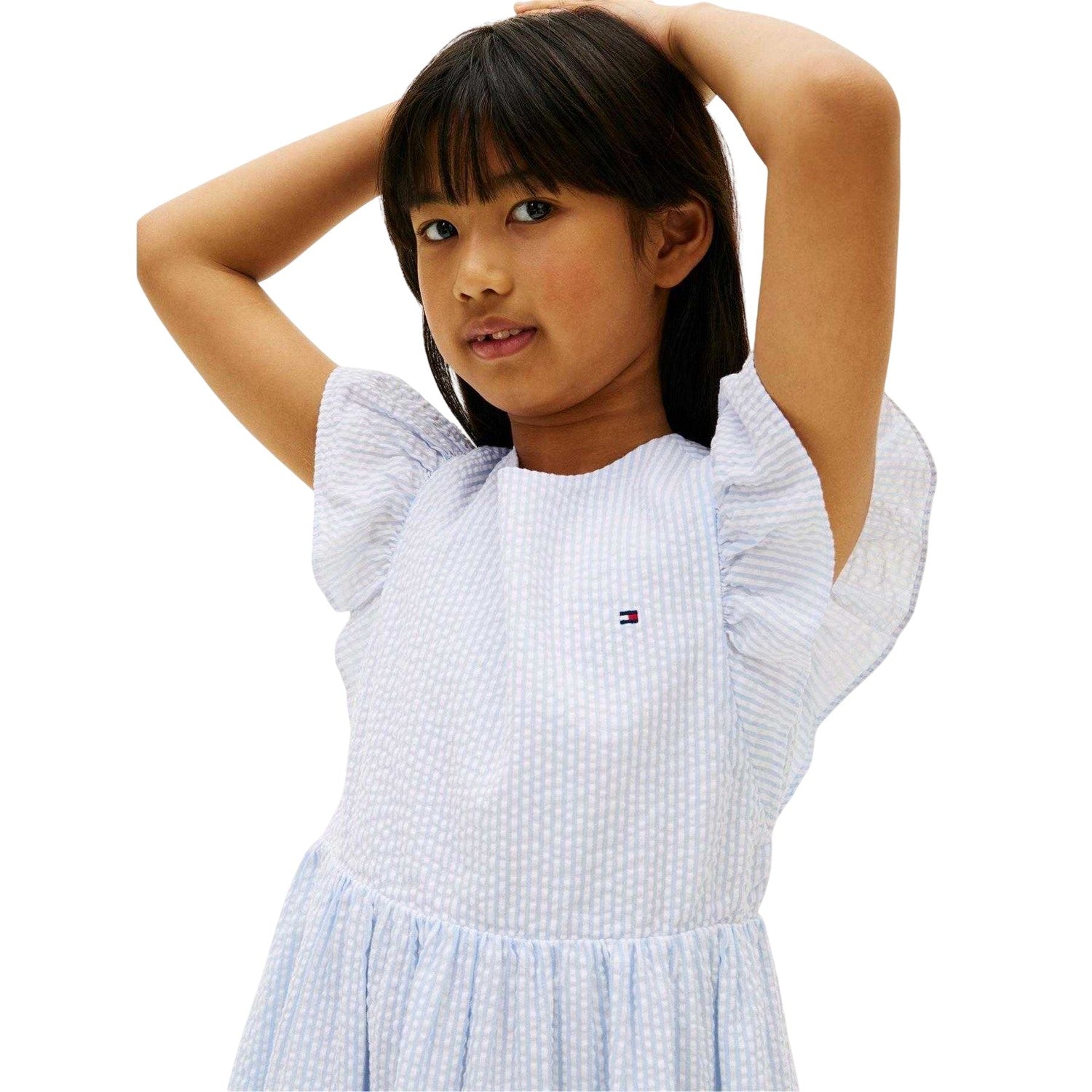 Sweet Blue - Side - Tommy Hilfiger Girls Flutter Smock Dress