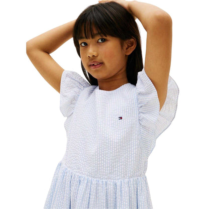 Sweet Blue - Side - Tommy Hilfiger Girls Flutter Smock Dress