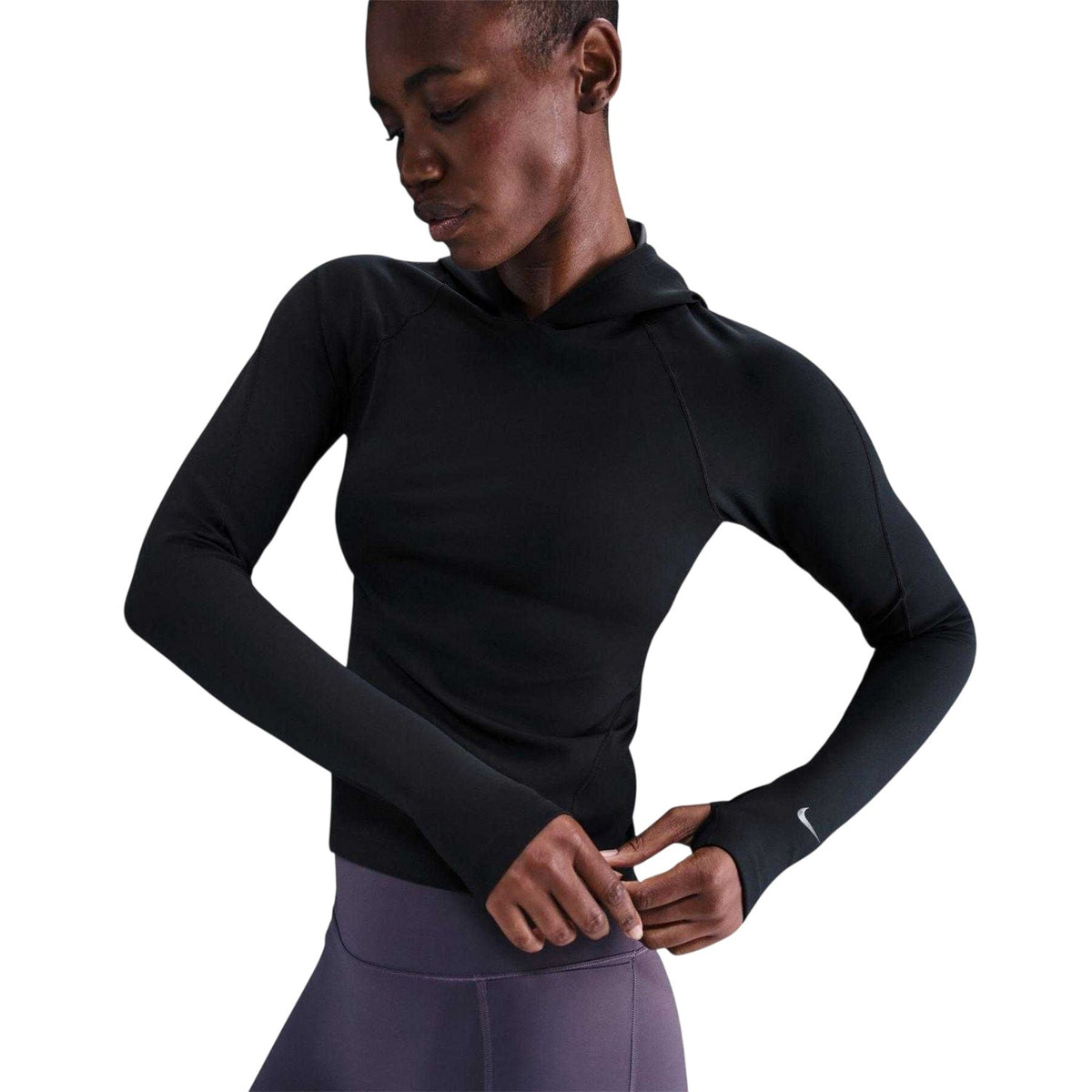 Black-Anthracite-Smoke Grey - Side - Nike Womens-Ladies Universa Dri-FIT Base Layer Top