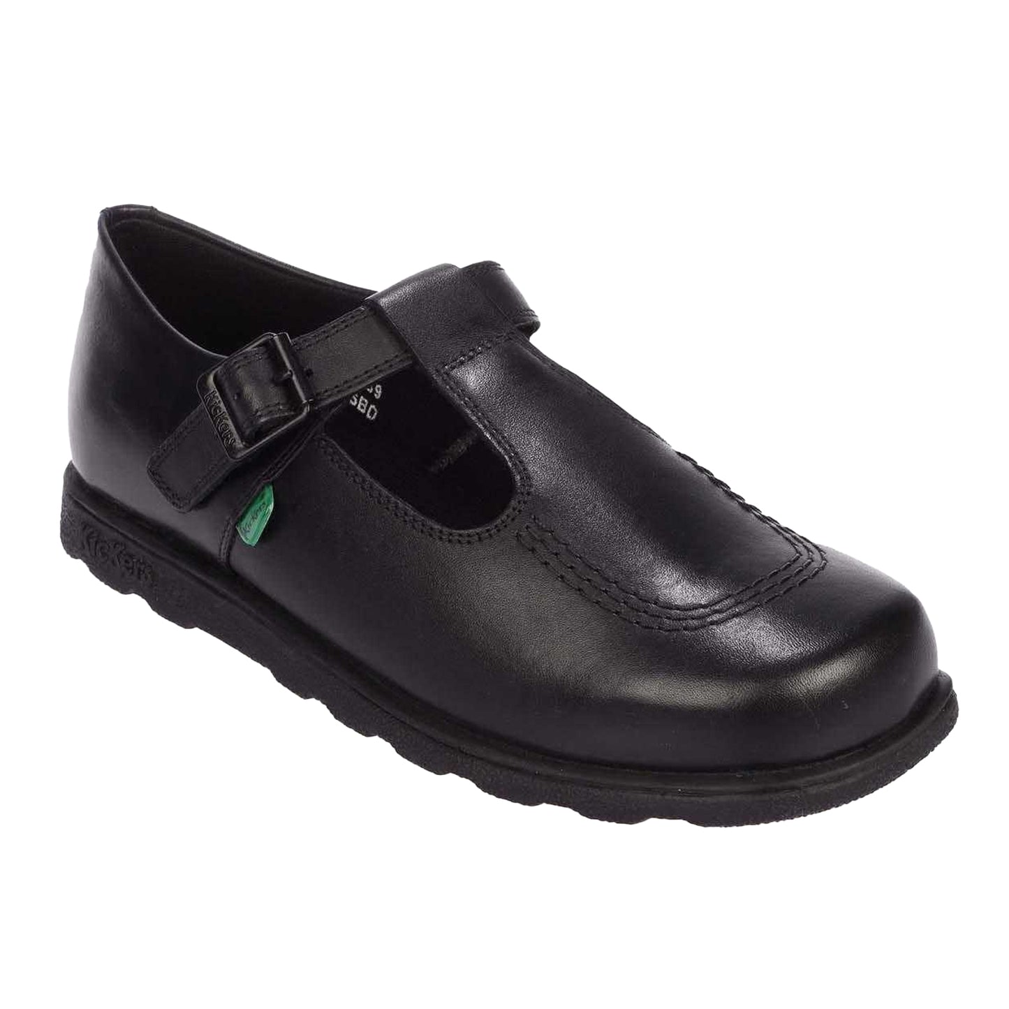 Black - Front - Kickers Womens-Ladies Fragma Leather T Buckle Work Shoes