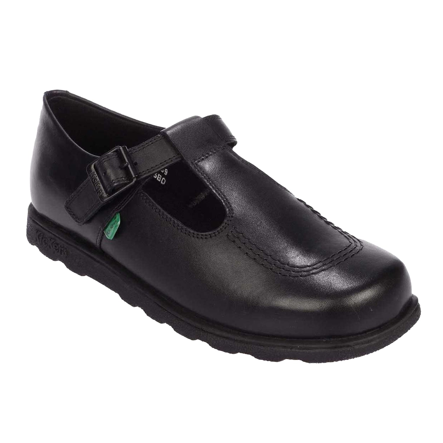 Black - Front - Kickers Womens-Ladies Fragma Leather T Buckle Work Shoes