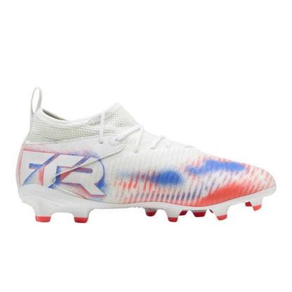 White-Black-Red - Front - Puma Childrens-Kids Future 8 Match Artificial Ground Football Boots