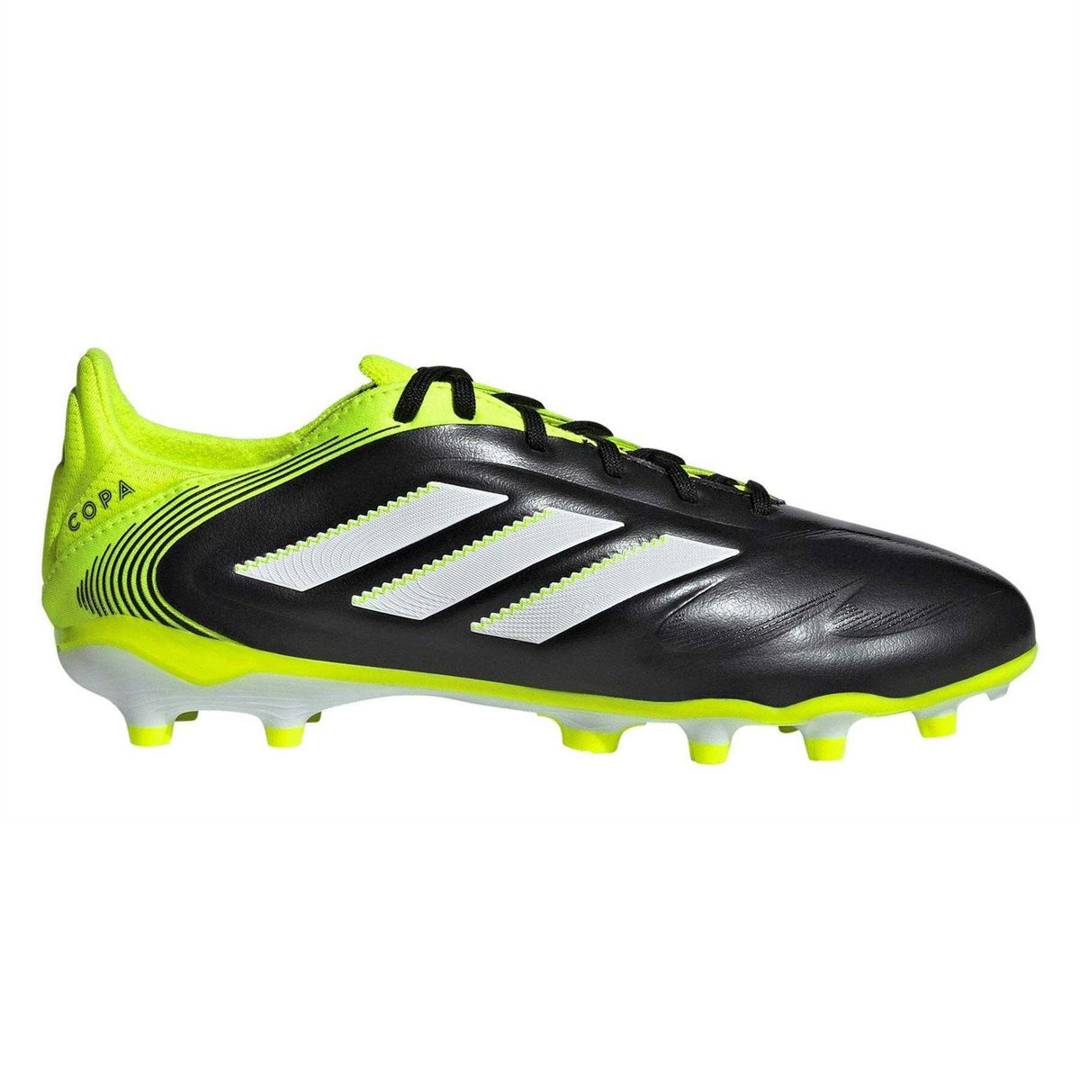 Black-Lemon - Front - Adidas Childrens-Kids Copa Pure 3 Elite Leather Snug Fit Firm Ground Football Boots