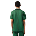 Green - Back - Lacoste Mens Monogram Jacquard Classic Polo Shirt