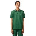 Green - Side - Lacoste Mens Monogram Jacquard Classic Polo Shirt
