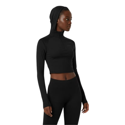 Black - Side - Fear of God Womens-Ladies Athletic Crop Hoodie