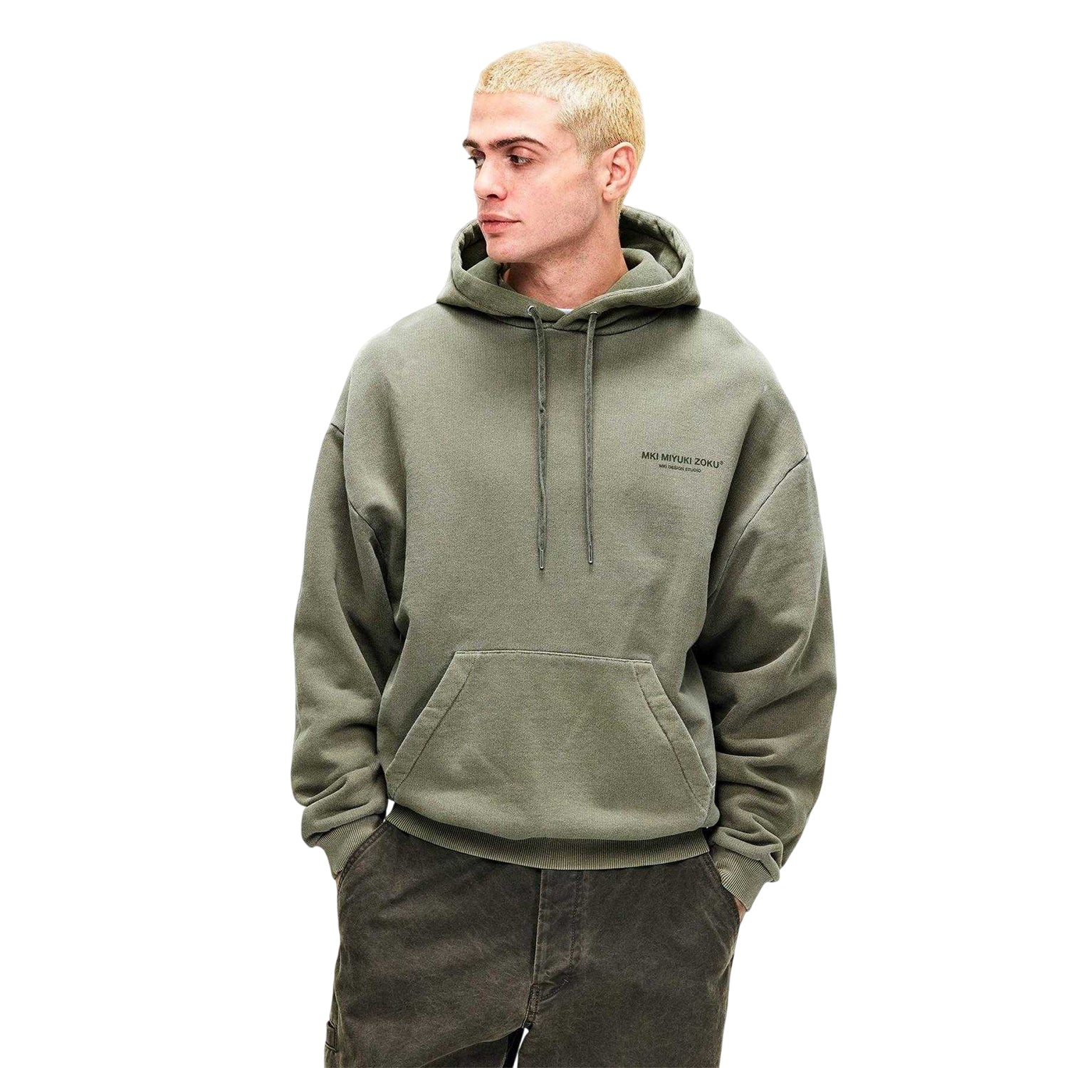 Olive - Side - MKI MIYUKI ZOKU Mens Design Studio Hoodie