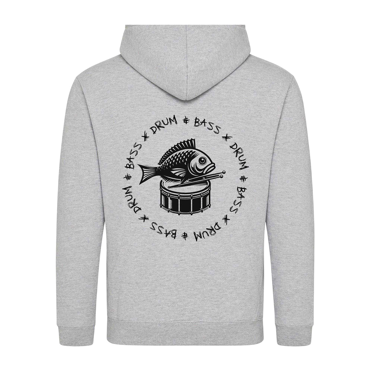 Grey - Back - AWD Mens Bass Drum Festival Hoodie