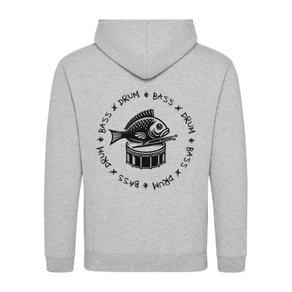 Grey - Back - AWD Mens Bass Drum Festival Hoodie