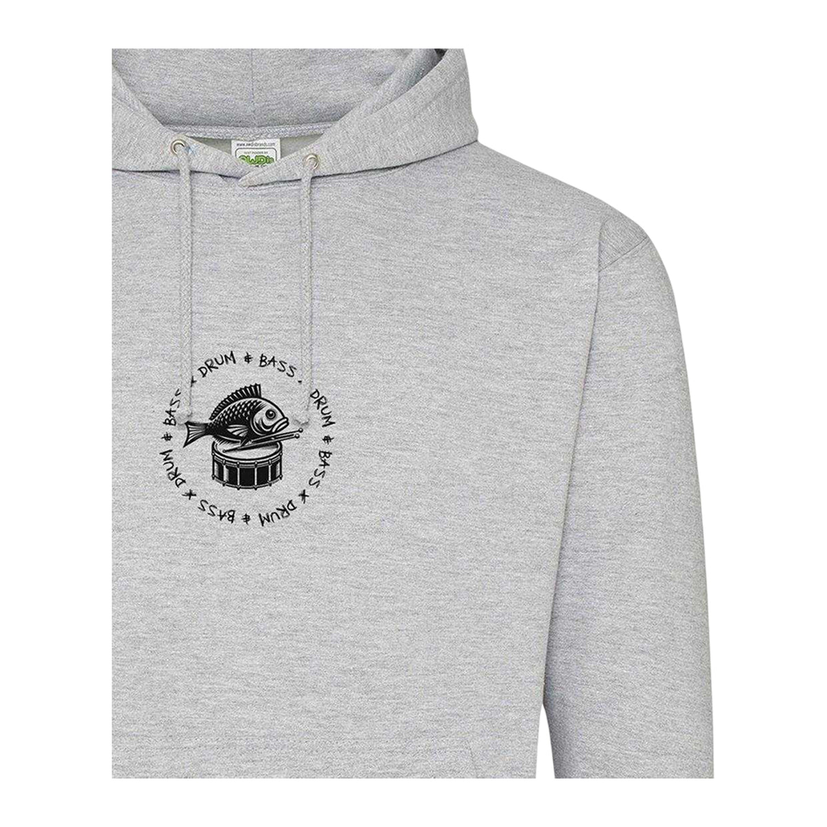 Grey - Side - AWD Mens Bass Drum Festival Hoodie