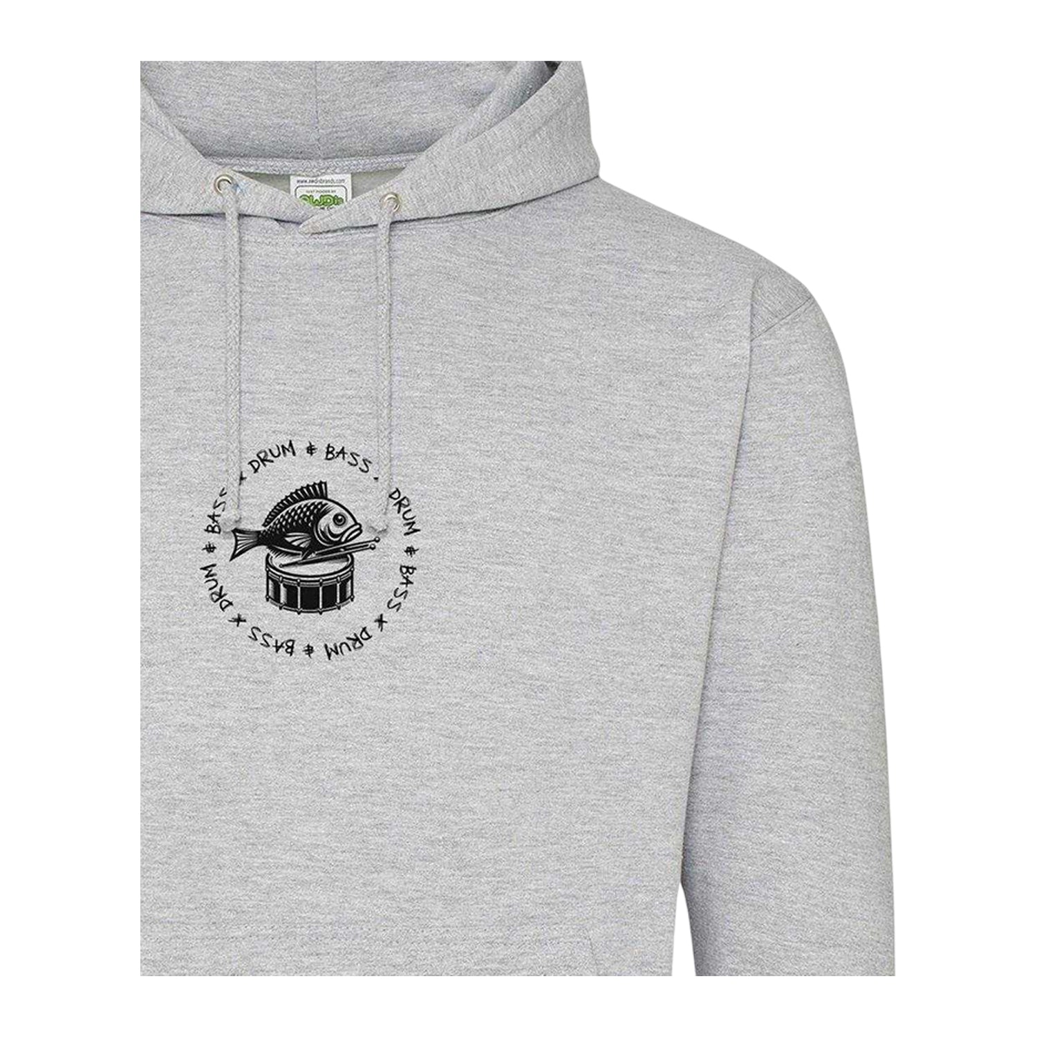 Grey - Side - AWD Mens Bass Drum Festival Hoodie