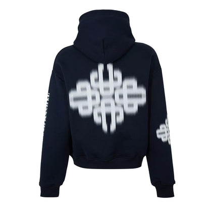 Navy-White - Back - Couture Club Mens Blurred Pullover Hoodie