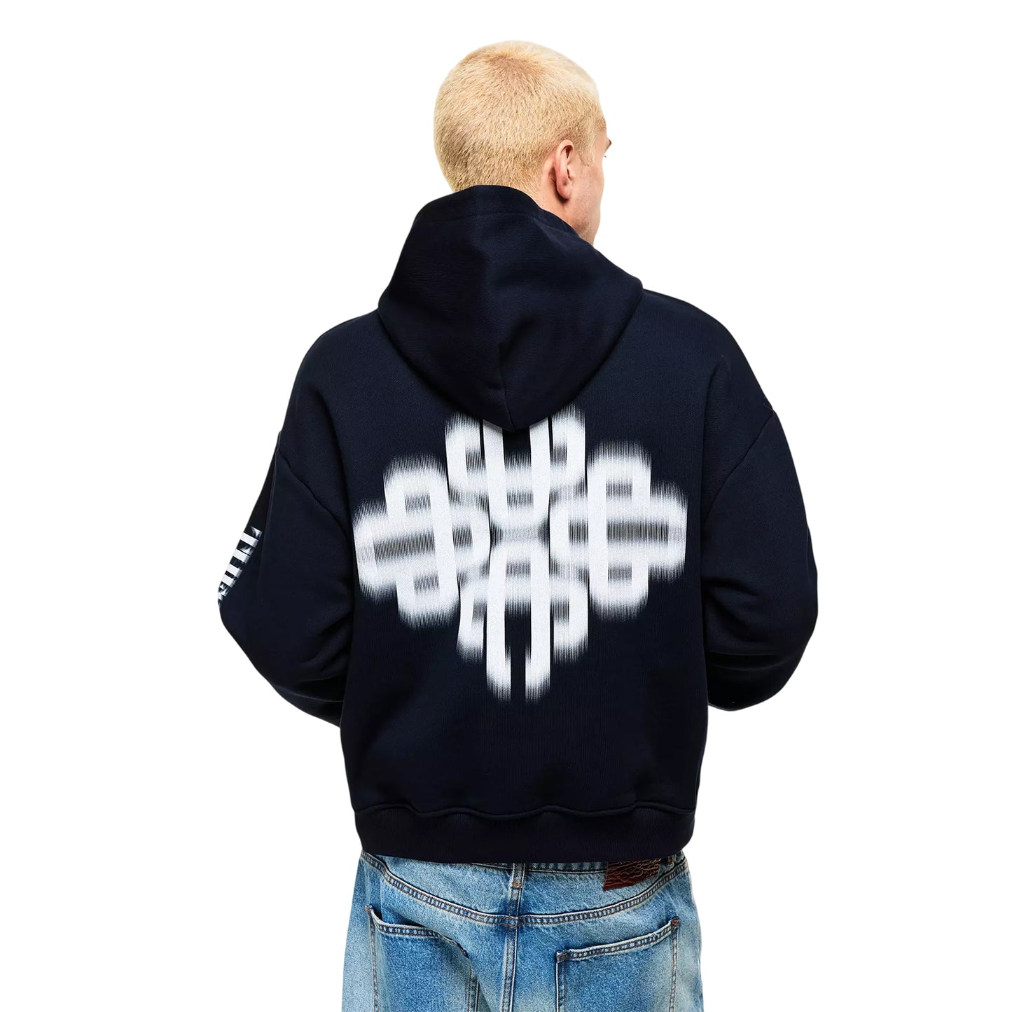 Navy-White - Lifestyle - Couture Club Mens Blurred Pullover Hoodie