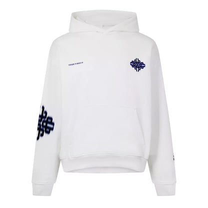 White-Navy - Front - Couture Club Mens Blurred Pullover Hoodie