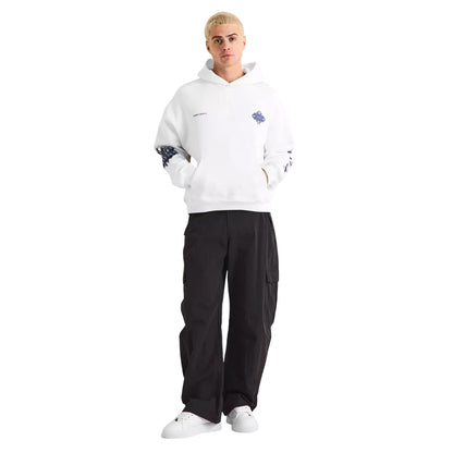 White-Navy - Pack Shot - Couture Club Mens Blurred Pullover Hoodie