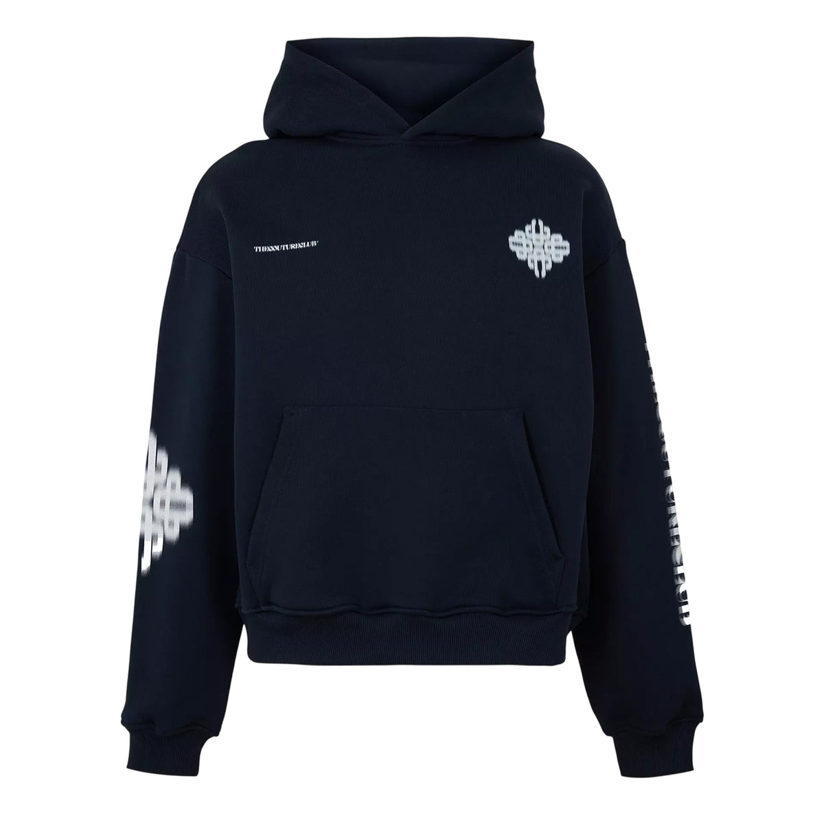 Navy-White - Front - Couture Club Mens Blurred Pullover Hoodie