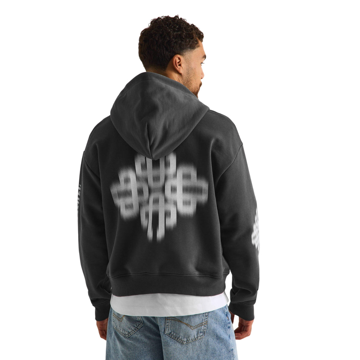 Brown-White - Lifestyle - Couture Club Mens Blurred Full Zip Hoodie
