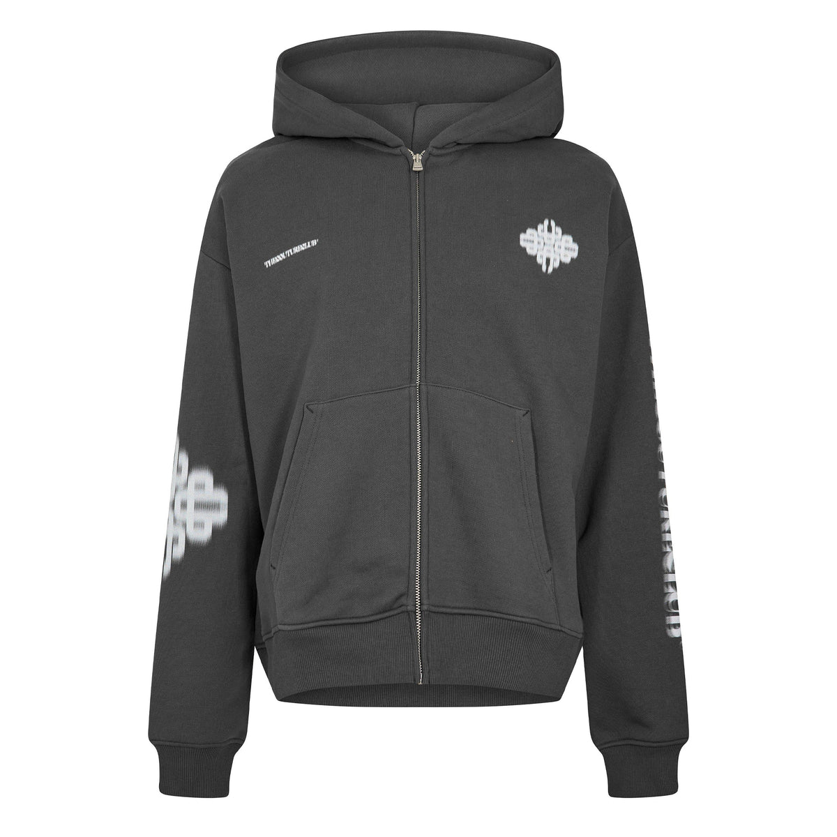 Brown-White - Front - Couture Club Mens Blurred Full Zip Hoodie