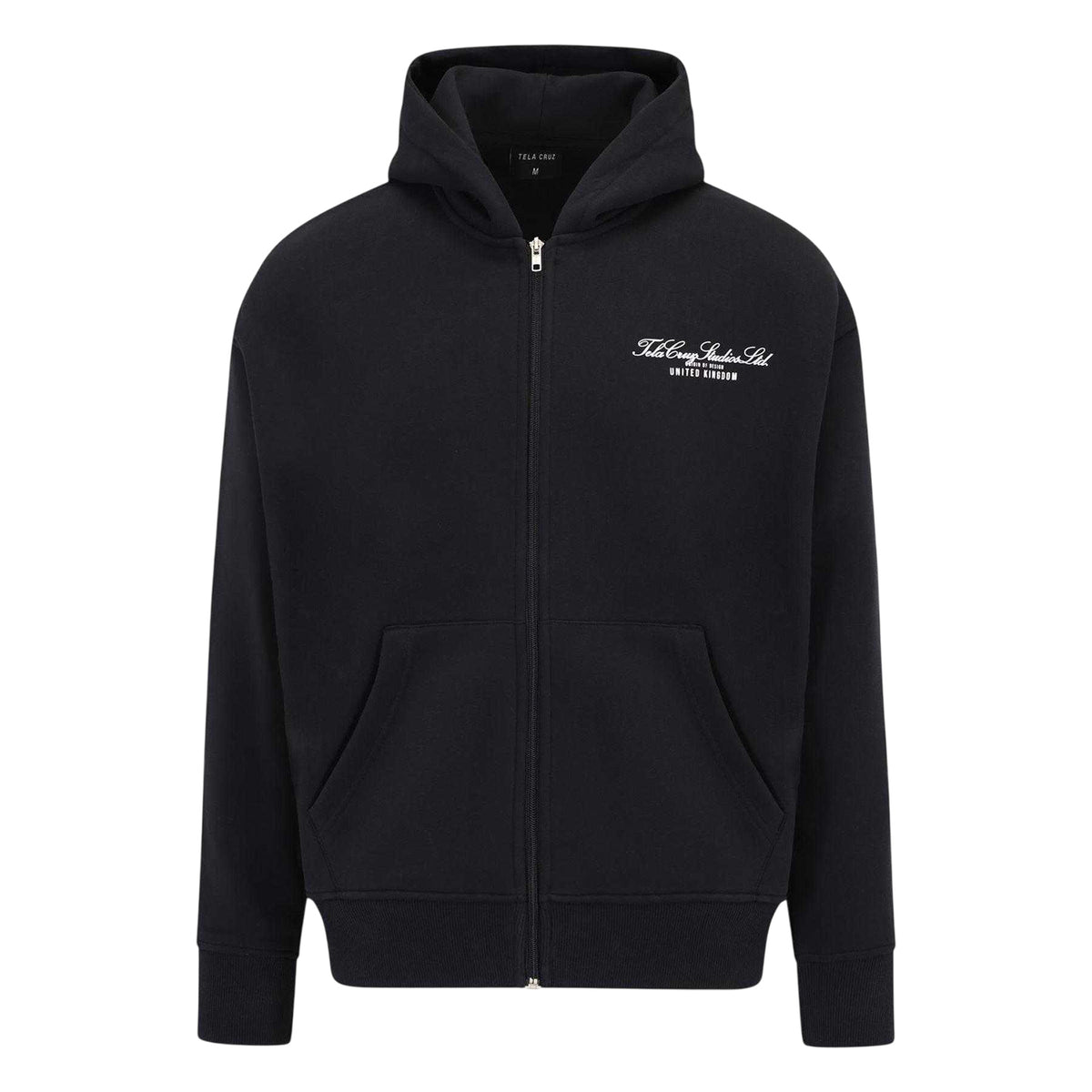 Black - Front - Tela Cruz Mens Studio Relaxed Fit Full Zip Hoodie