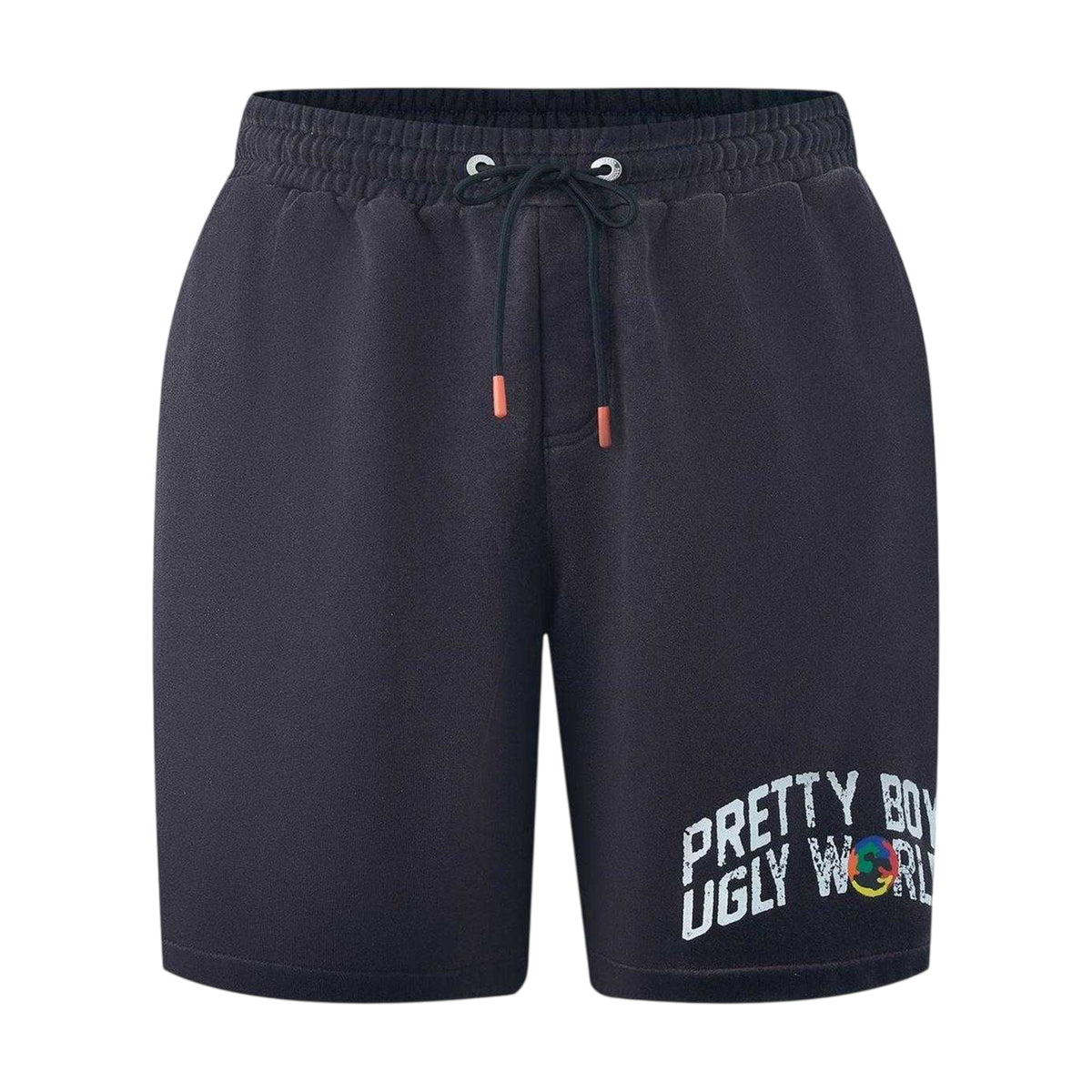 Black - Front - Pretty Boy Ugly World Mens Fleece Drawstring Regular Shorts