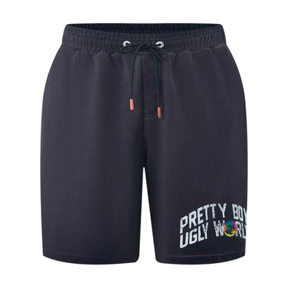 Black - Front - Pretty Boy Ugly World Mens Fleece Drawstring Regular Shorts