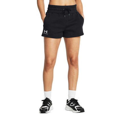 Black - Side - Under Armour Womens-Ladies Fleece Icon Boxer Shorts
