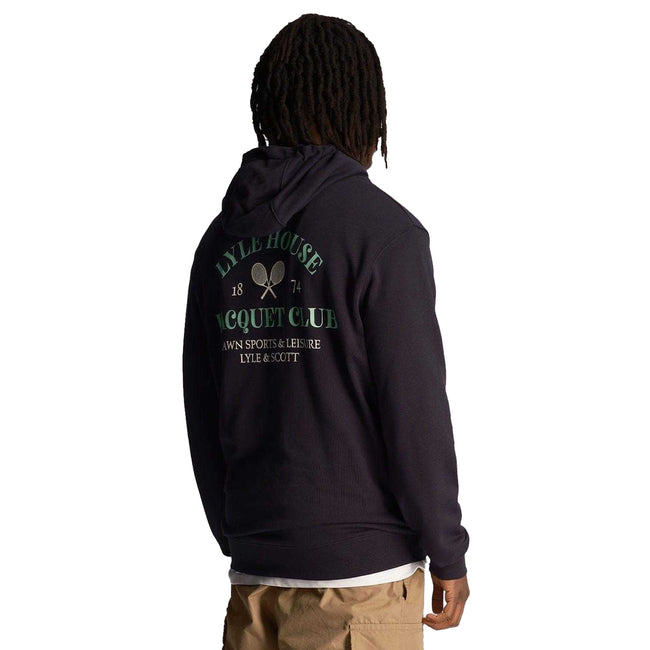 Navy - Back - Lyle & Scott Mens Racquet Club Graphic Hoodie