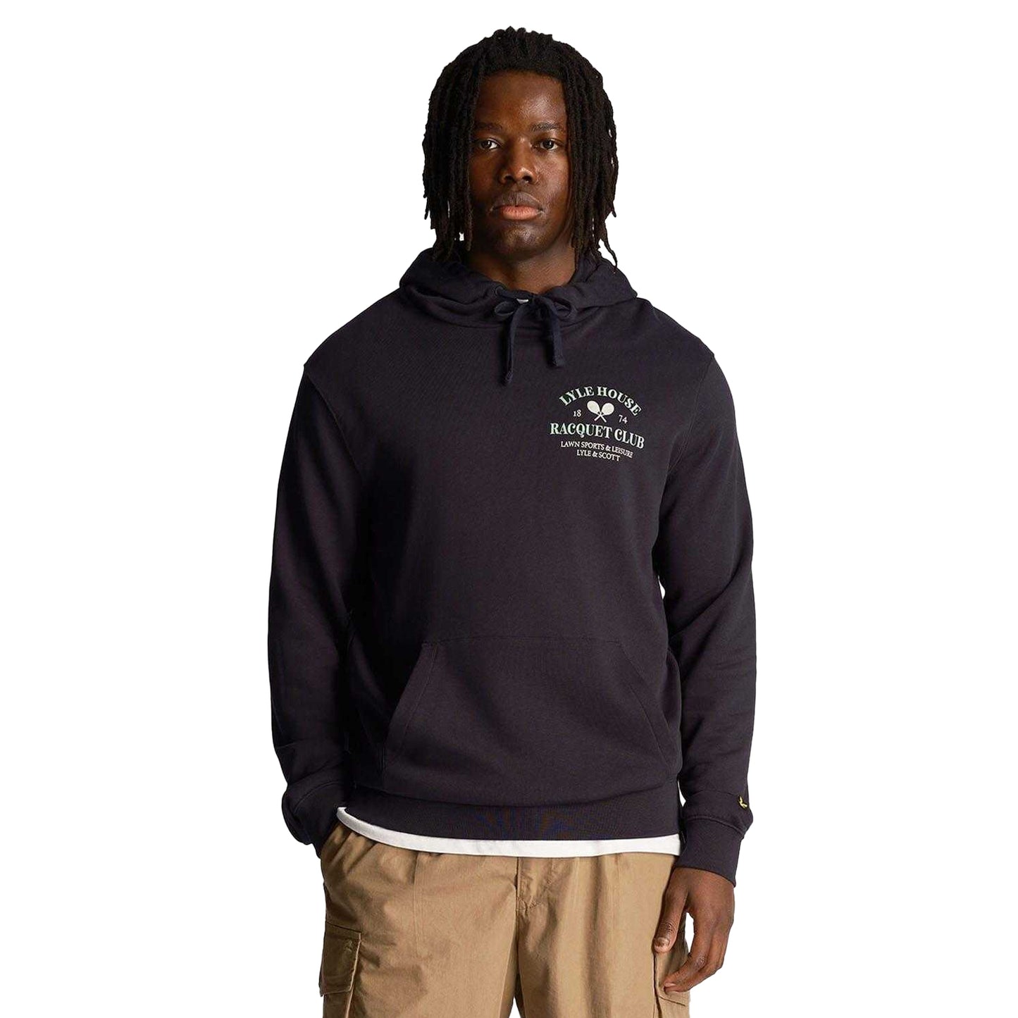 Navy - Side - Lyle & Scott Mens Racquet Club Graphic Hoodie