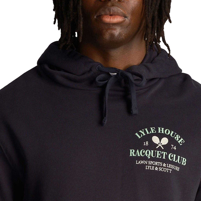 Navy - Pack Shot - Lyle & Scott Mens Racquet Club Graphic Hoodie