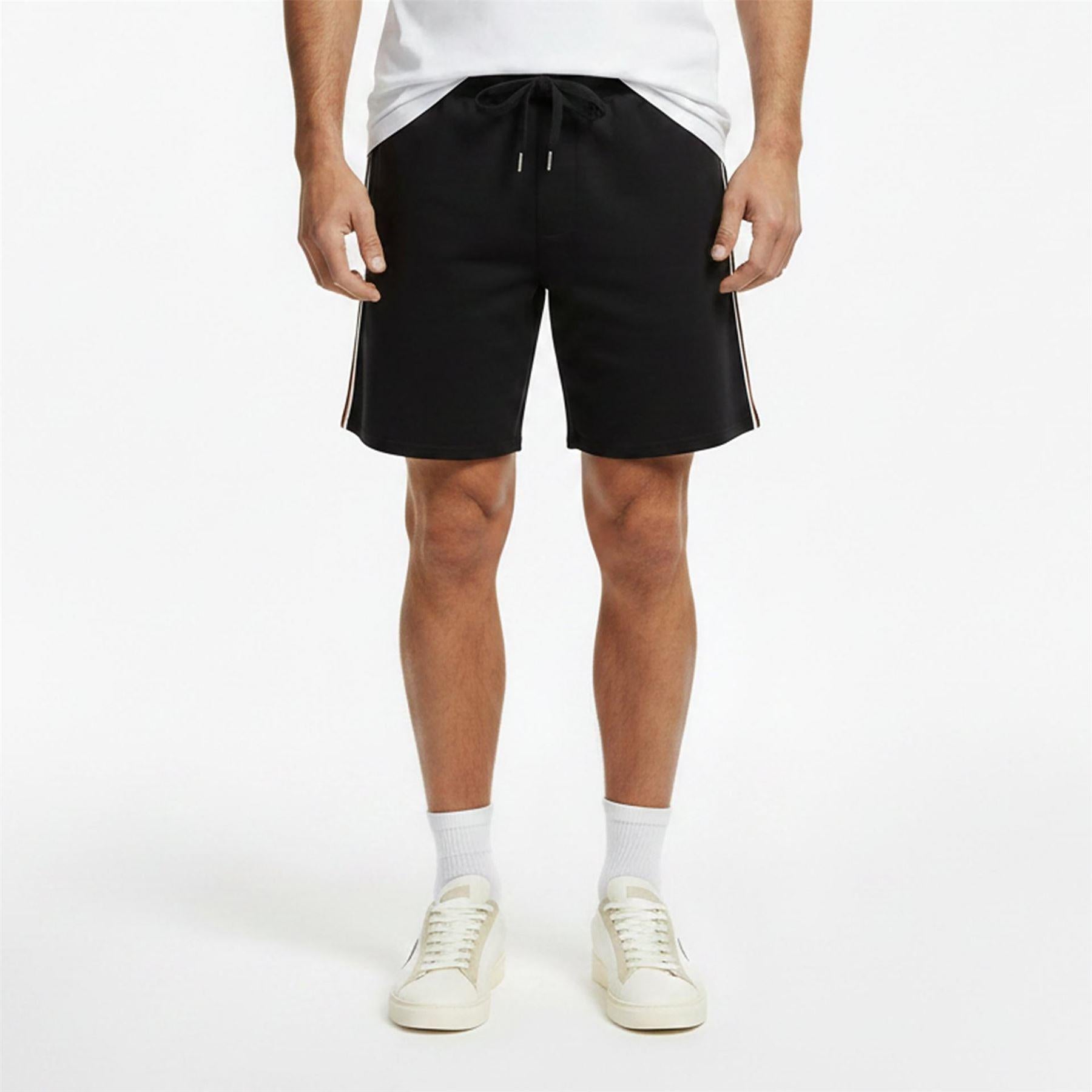 Black - Back - Boss Mens Fleece Sweat Shorts