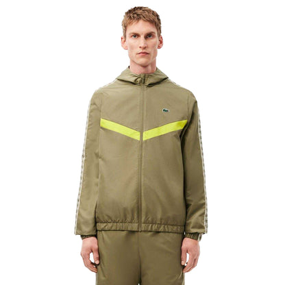 Khaki Green - Side - Lacoste Mens Monogram Tennis Track Jacket