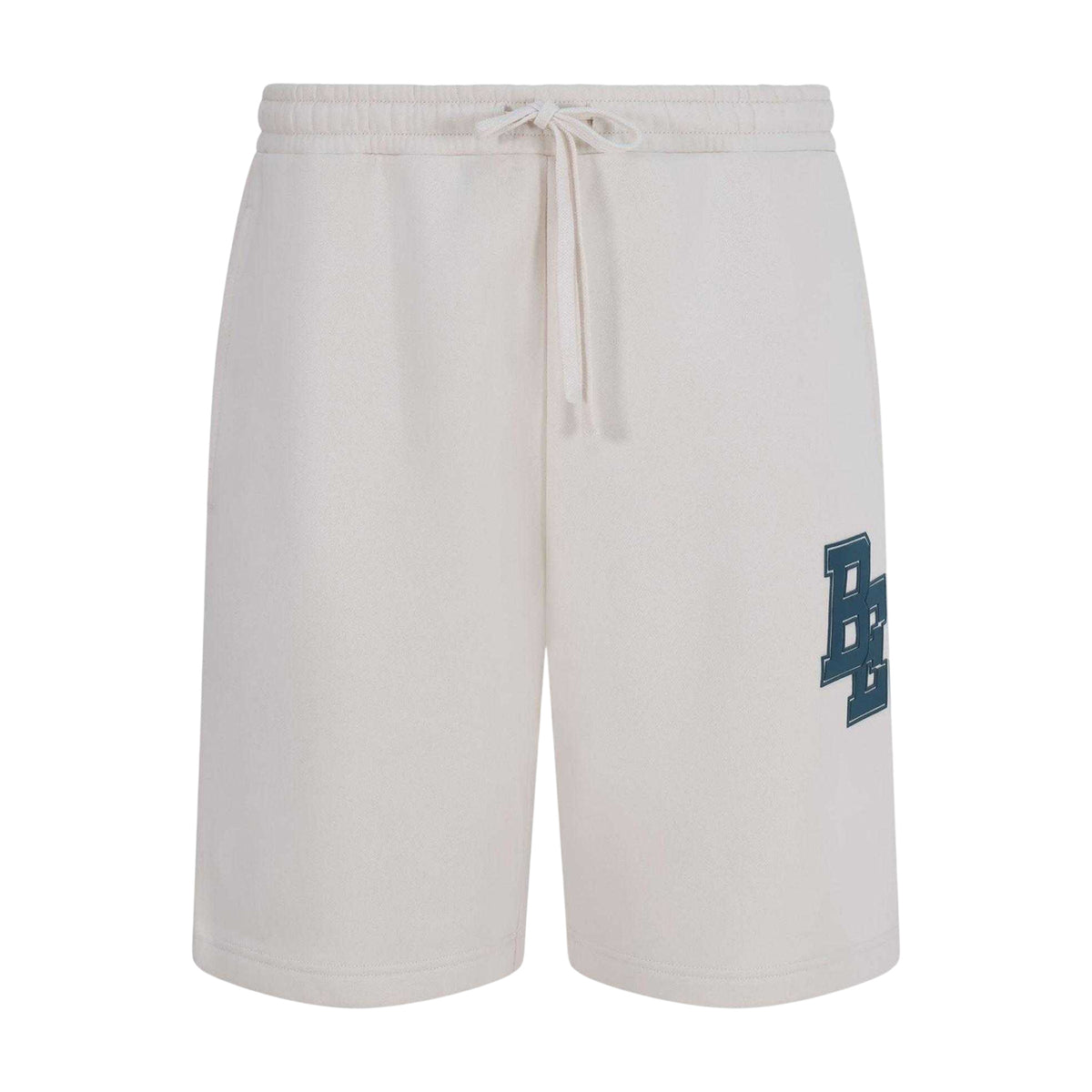 Bone - Front - Blank Essentials Mens Fleece Collegiate Logo Tapered Sweat Shorts