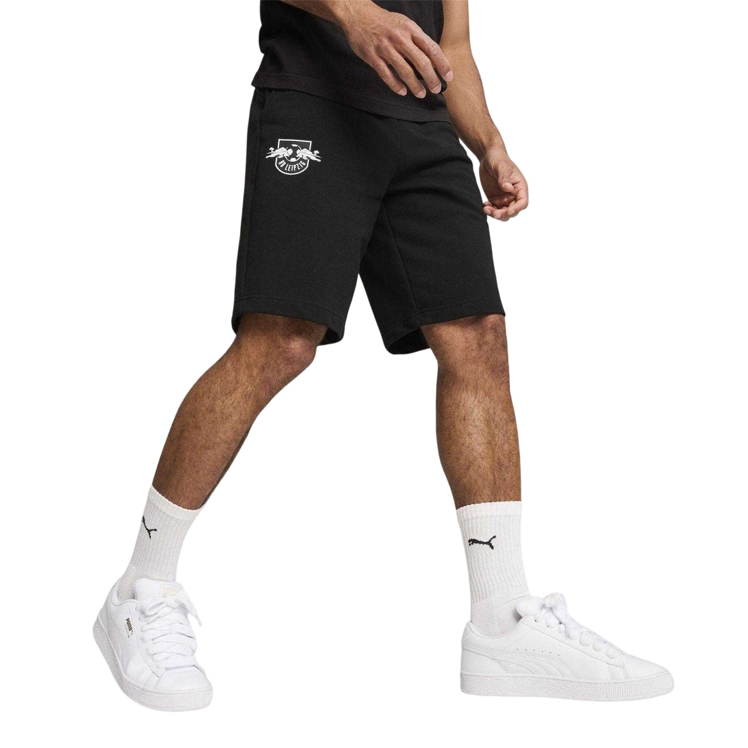 Black-White - Side - Puma Mens RB Leipzig Sweat Shorts