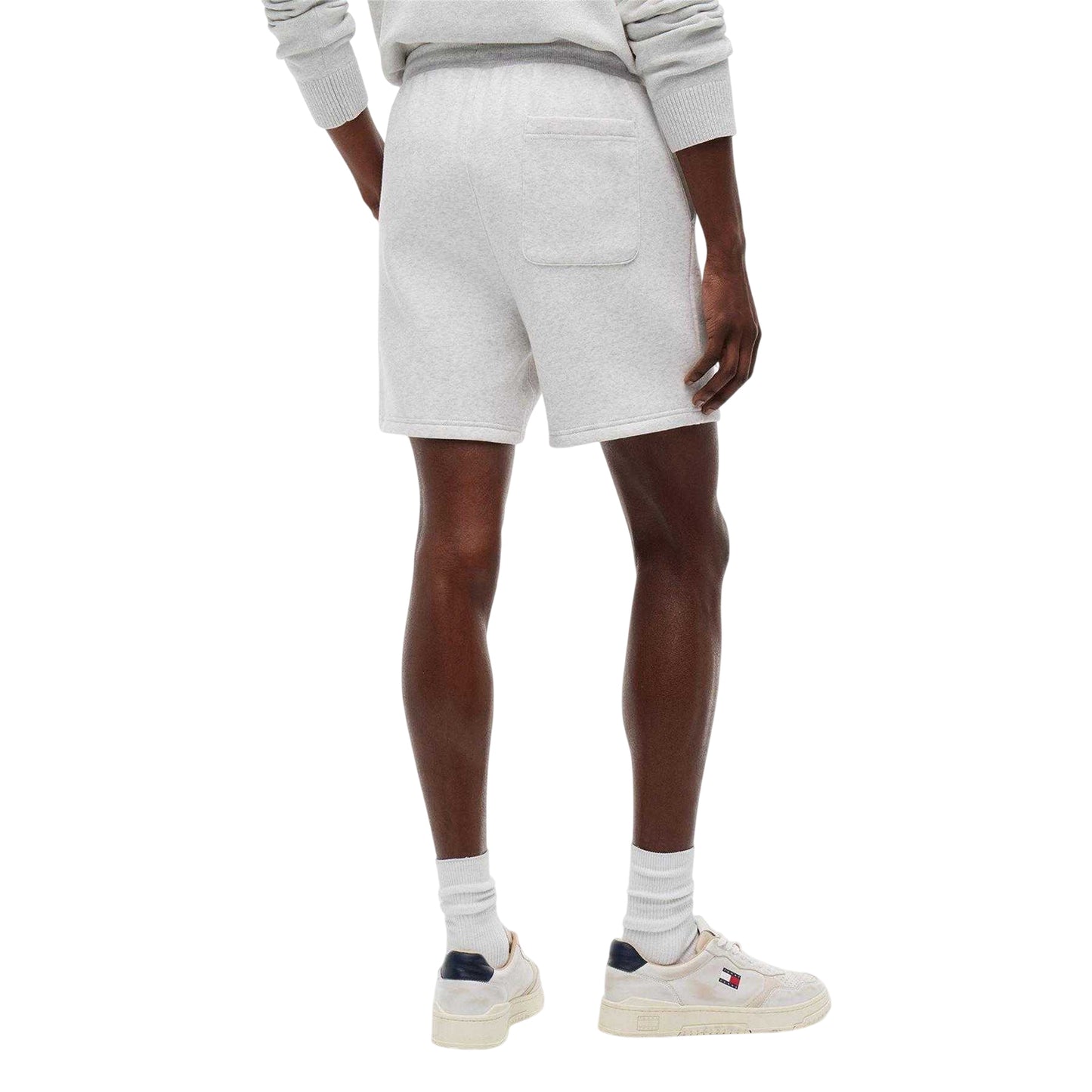 Grey Heather - Back - Tommy Jeans Mens Fleece Flag Logo Sweat Shorts