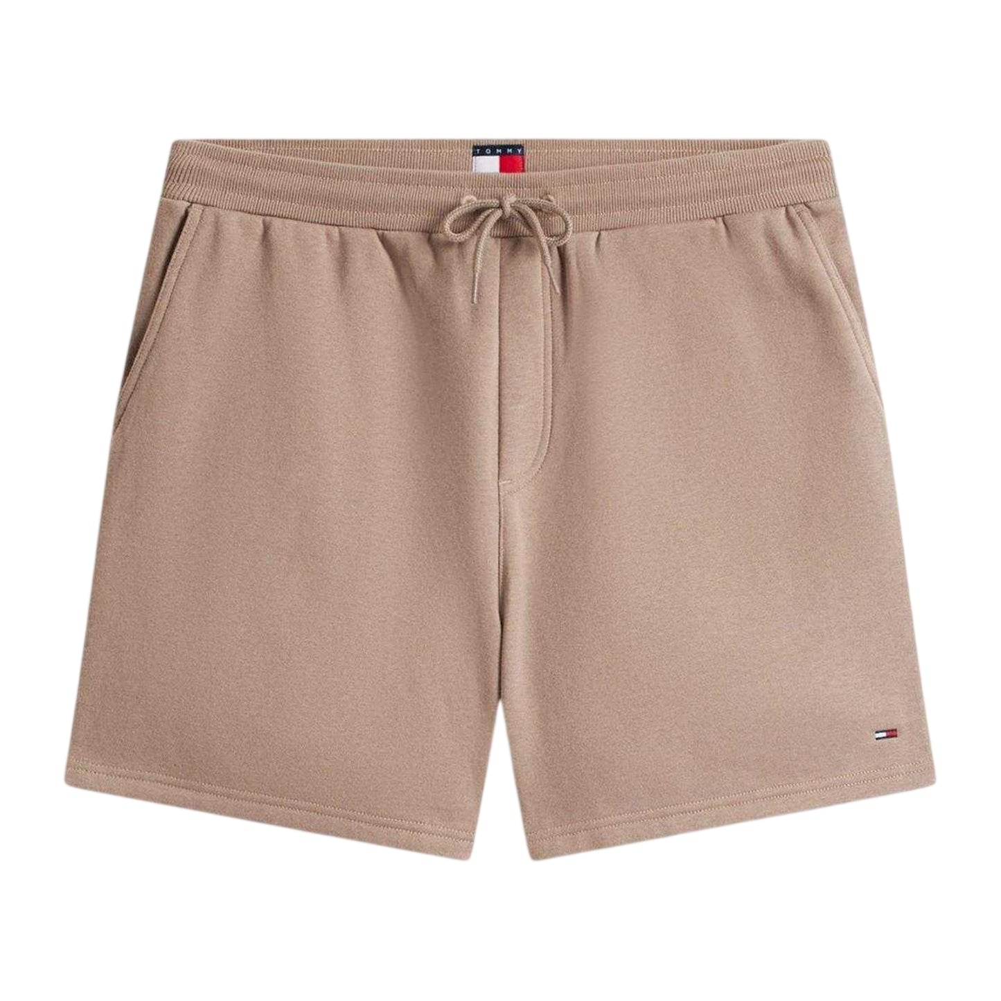 Mink - Front - Tommy Jeans Mens Fleece Flag Logo Sweat Shorts