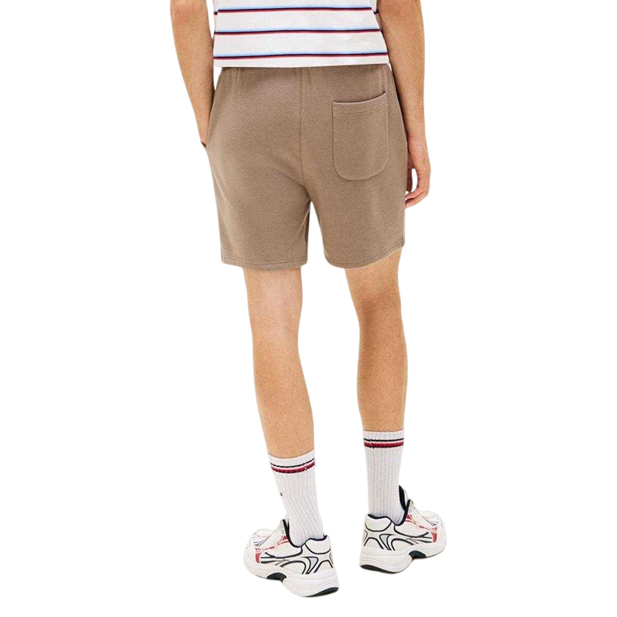 Mink - Back - Tommy Jeans Mens Fleece Flag Logo Sweat Shorts
