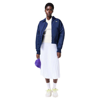 White - Lifestyle - Lacoste Womens-Ladies Rib Knit Quarter Zip Polo Shirt