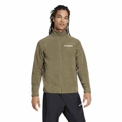 Olive - Side - Adidas Mens Multi Essentials Full Zip Fleece Jacket