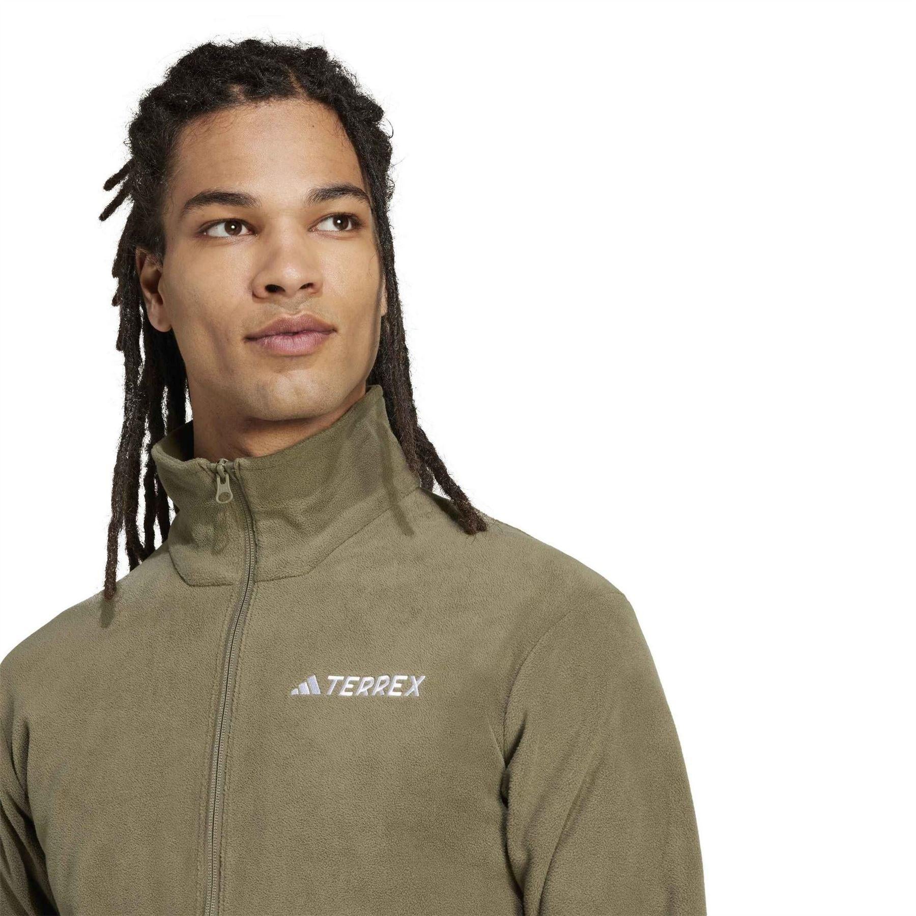 Olive - Lifestyle - Adidas Mens Multi Essentials Full Zip Fleece Jacket