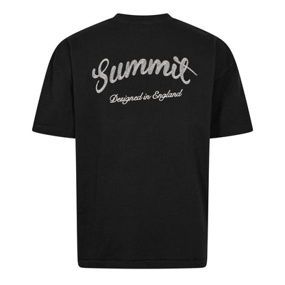 Black - Back - Summit Mens Stitch Detail Oversized T-Shirt