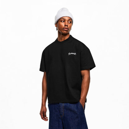 Black - Side - Summit Mens Stitch Detail Oversized T-Shirt