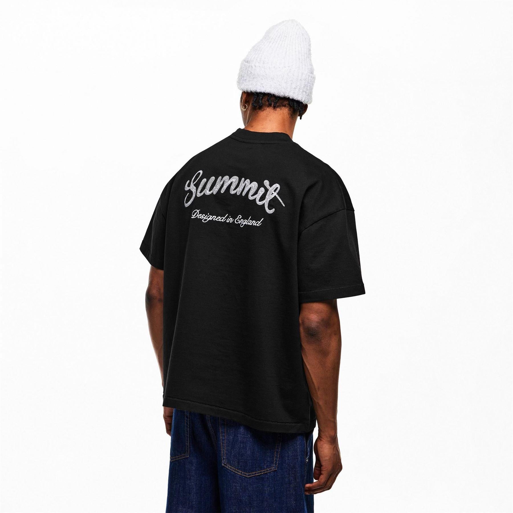 Black - Lifestyle - Summit Mens Stitch Detail Oversized T-Shirt