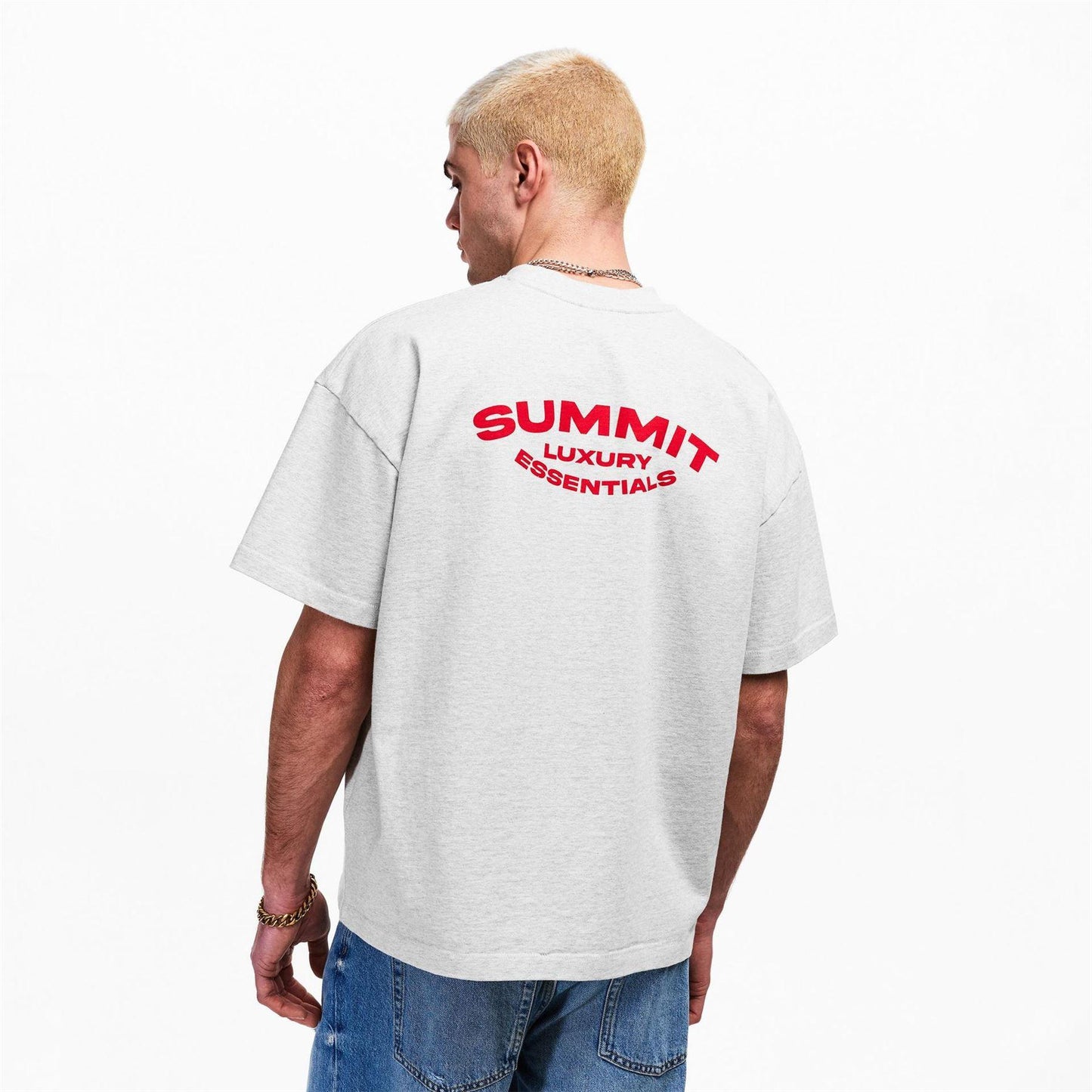 Ecru - Lifestyle - Summit Mens Stitch Detail Oversized T-Shirt