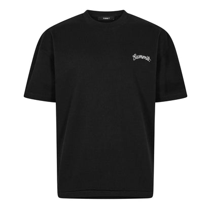 Black - Front - Summit Mens Stitch Detail Oversized T-Shirt