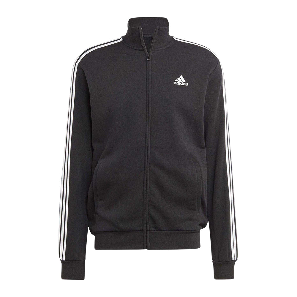 Black - Back - Adidas Mens Sportswear Basic 3 Stripes French Terry Tracksuit Set