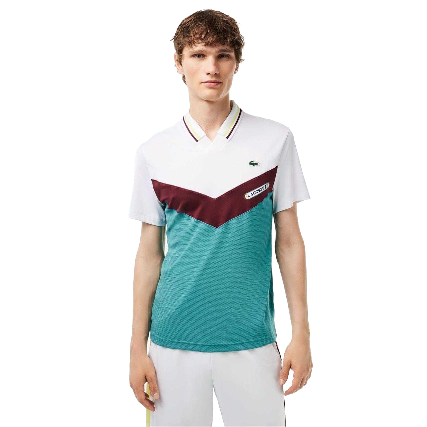 White-Blue - Side - Lacoste Mens Daniil Medvedev Seamless Tennis Polo Shirt